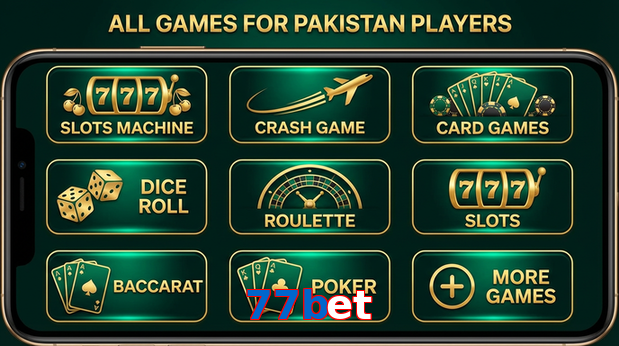 Main screen of 77Bet games page for PK players